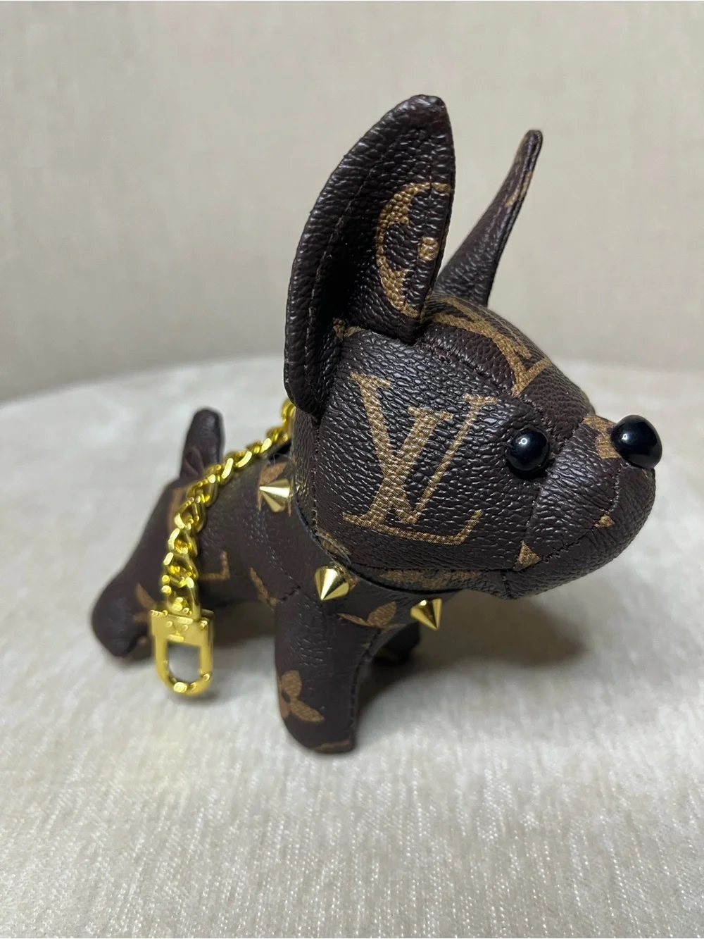 Louis Vuitton Brown Monogram Dog Key Charm with Gold-Tone Hardware